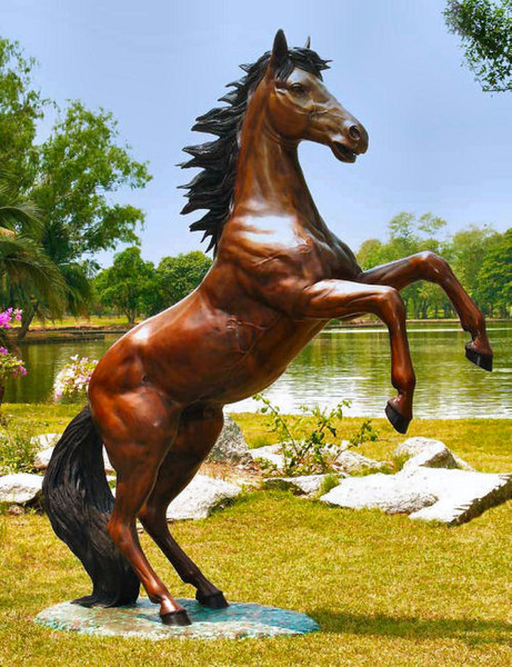 Rearing Stallion Life-Size Bronze Sculpture Garden Decorative